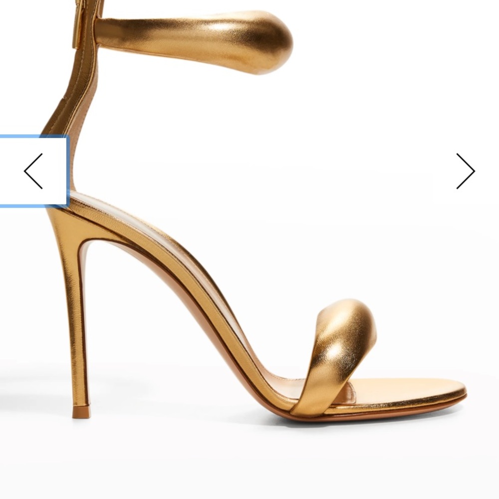 Metallic Napa Ankle-Cuff Stiletto Sandals